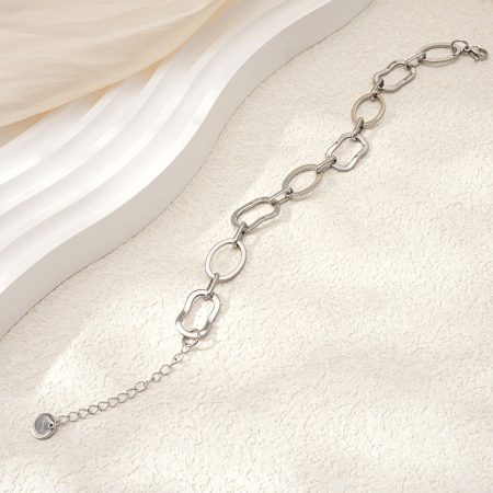 Titanium stalen zilveren kleur dames ketting armband