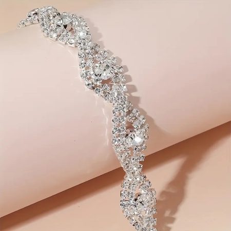 Luxe strass klauwkettingarmband, glanzende twistarmband