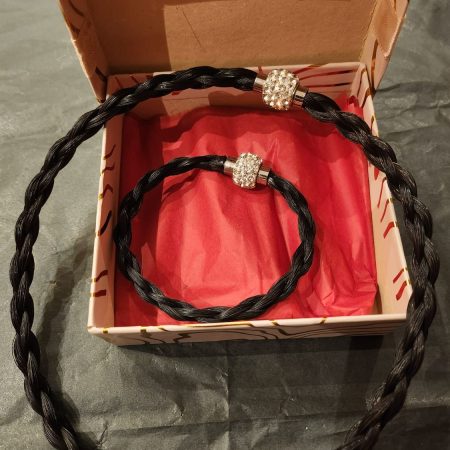 Ketting_set  - paardenhaar - ketting + armband -Zwart