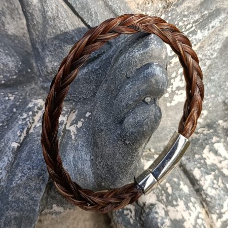 Paardenhaar armband-Vierkant gevlochten - bruin