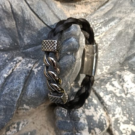 Paardenhaar armband- RVS plaatje vorm schakel