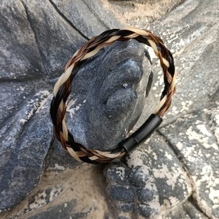 Paardenhaar armband enkel rond gevlochten- wit, bruin