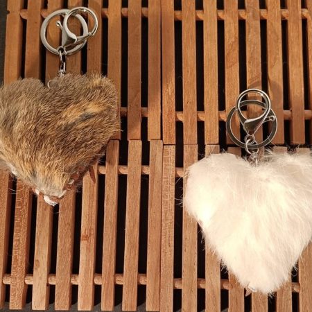 Sleutelhanger hand gemaakt - runder leer - hartje