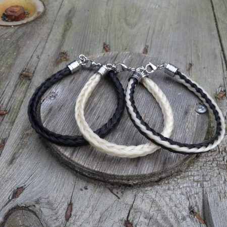 Paardenhaar armband als set van 3 armbanden vierkant gevlochten