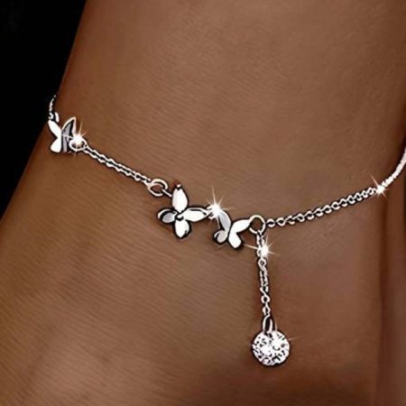 Enkelbandje met vlindertje - Bloementje - Steentje - Glimmend