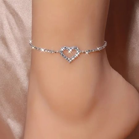 Enkelbandje met strass-steentjes - Hartje in het midden - BlingBling