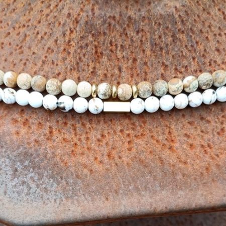 Kralen armband dubbel en hand gemaakt van pure natuur steen