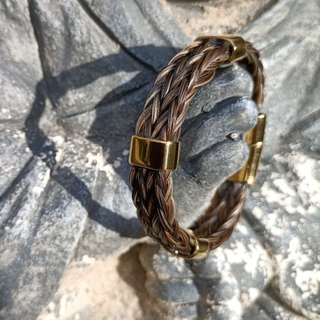 Paardenhaar armband - met twee vierkant gevlochten vlechten