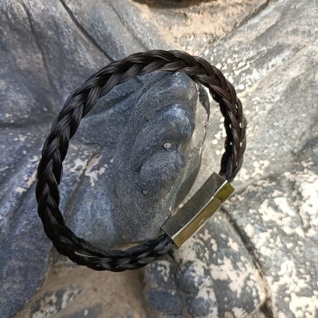 Paardenhaar armband enkel en vierkant gevlochten - zwart