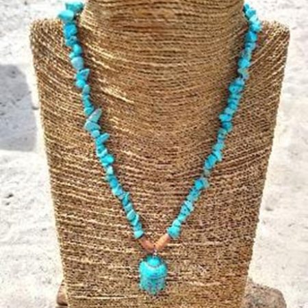 Natuursteen - hand gemaakt - met turqoise steentje - hanger Boudha