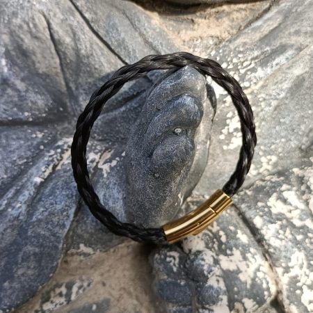 Paardenhaar armband - enkel en rond gevlochten - zwart