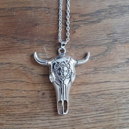 RVS_ketting - met een skull - schedel - hanger - hand gemaakt