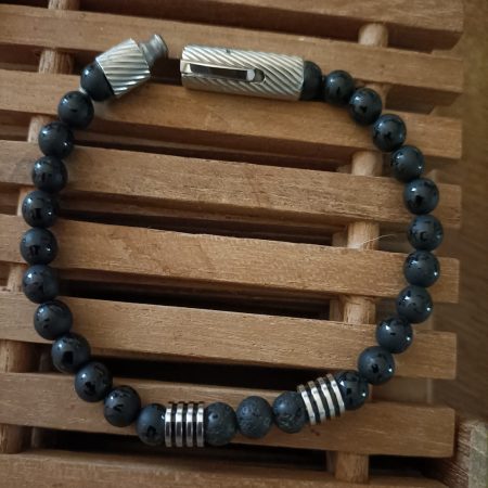 Kralen armband hand gemaakt van zwarte natuur kralen- zwarte frost