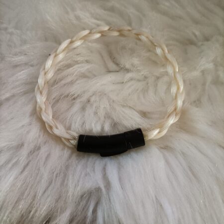 Paardenhaar armband enkel rond gevlochten- wit paardenhaar
