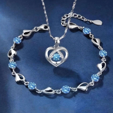 Oceaan blauwe ketting met armband set - Mooi en Elegant