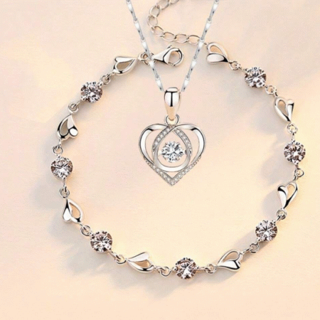 Kristal witte ketting met armband set - Super mooi en Elegant