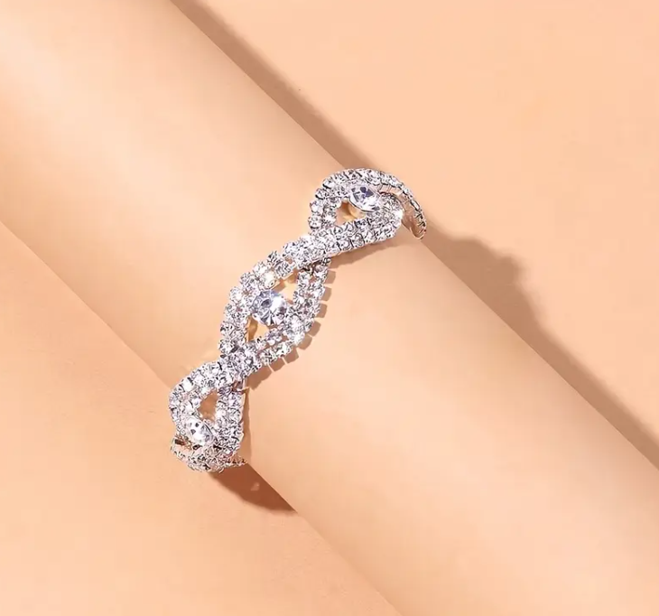 Japanse - Koreaanse stijl enkelarmbandje - strass steentjes - Afbeelding 2