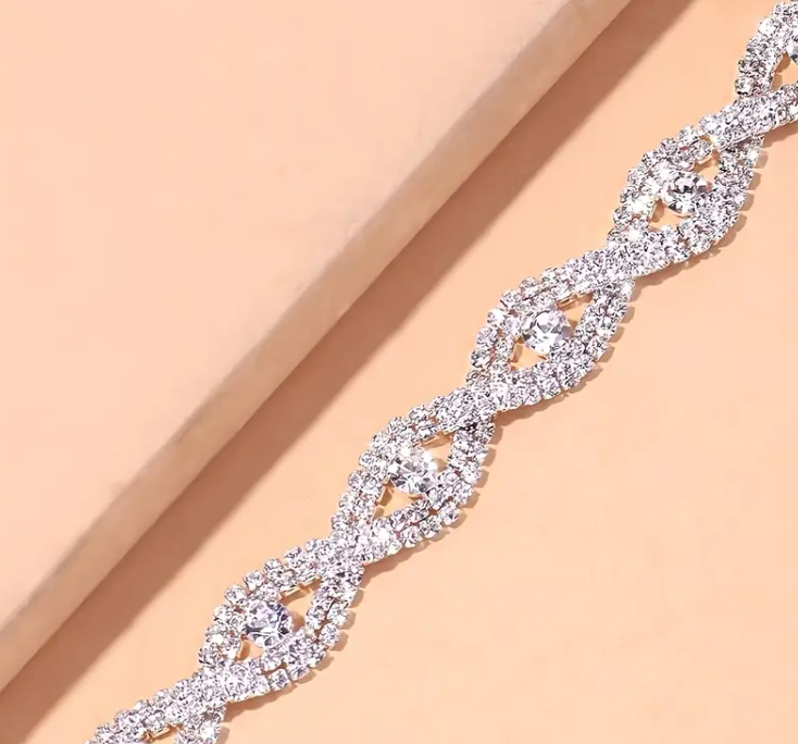 Japanse - Koreaanse stijl enkelarmbandje - strass steentjes - Afbeelding 4