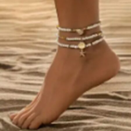 Enkelbandjes set voor Vrouwen -Zeehangers en Schelp - Goud