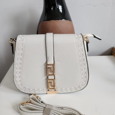 Leuke mooie moderne handtas - Gebroken wit - gouden accenten