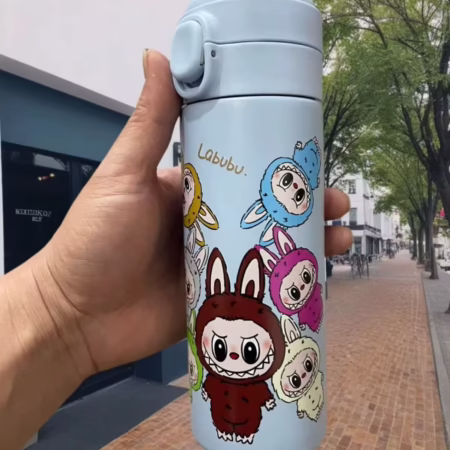 LABUBU 420ML roestvrijstalen waterfles met rietje