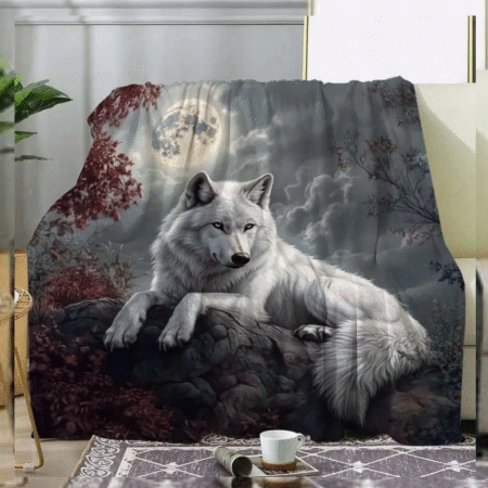 Wolf - Maan - Warme deken voor thuis